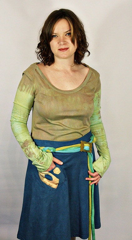 Braided Buckle Belt in Green, Blue and Sand with Bakelite Carved Buckle, Ready to Ship