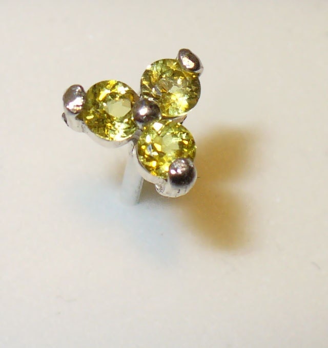 Tie Tack or Lapel Pin - Canary Tourmaline Gemstones in Sterling