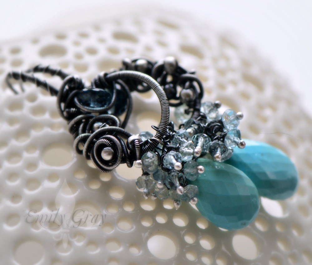 RESERVED oOo The AQUA CASCATA Earrings oOo (payment 4/4)