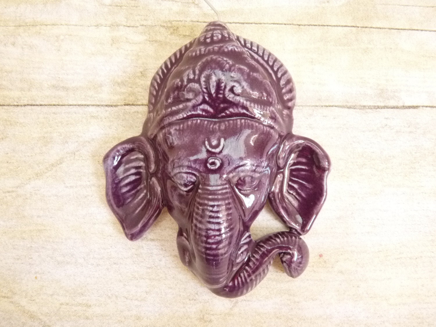 Ganesh Pottery Ornament Purple Ganesha