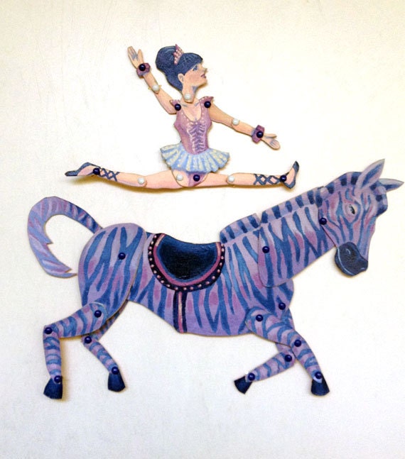 DIY Circus Zebra & Cute Ballerina Printable PDF Paper Puppet Doll Set for Paper Play, Kids Party, Fun