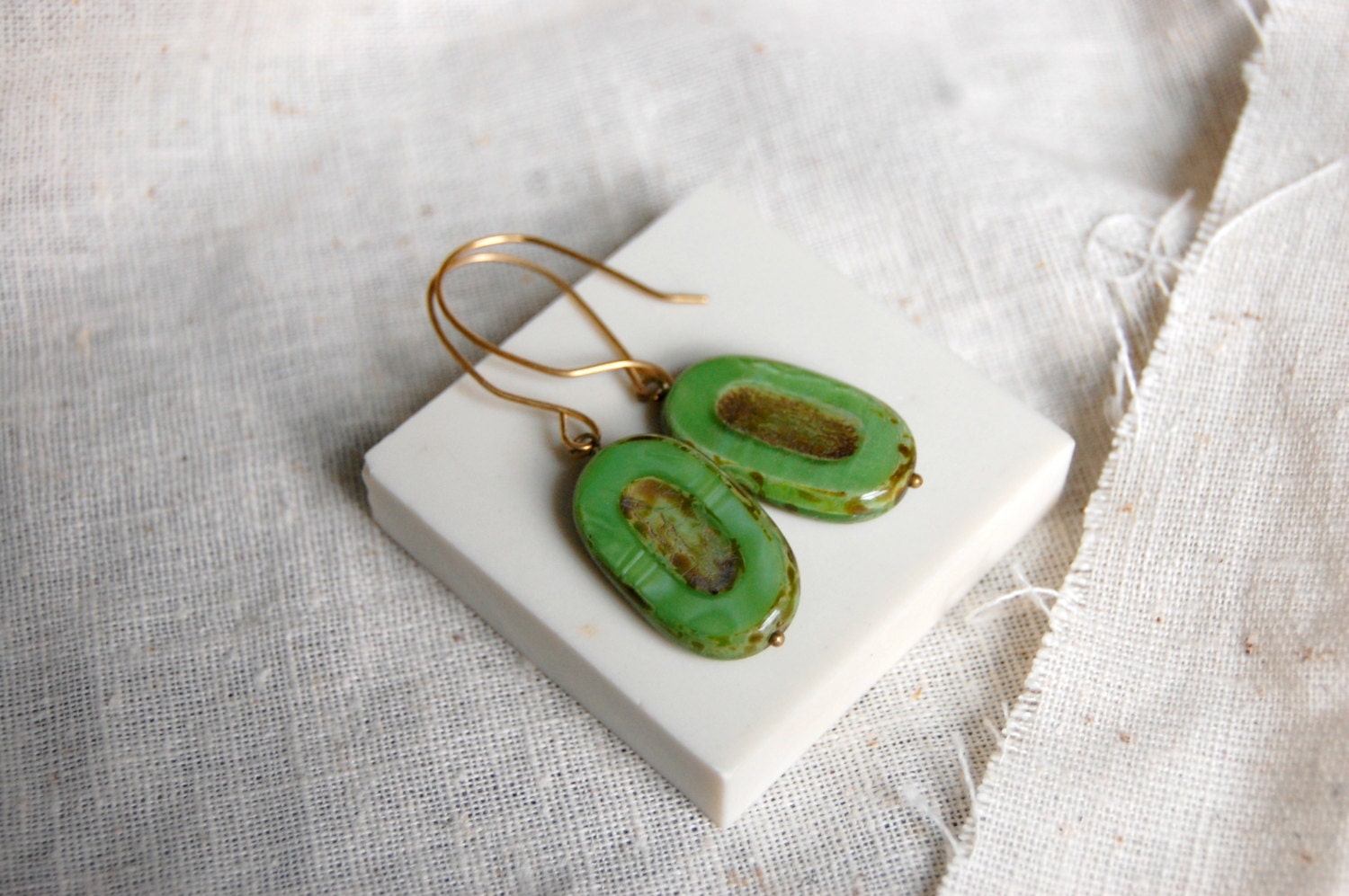 Green Dangle Statement Earrings : Kiwi