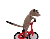Meerkat on bicycle, handknitted and wired, bike, cycle, geekery ,sport, athletic, tour de france, bike to work