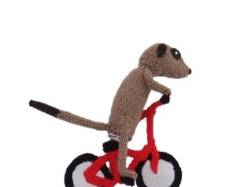 Meerkat on bicycle, handknitted and wired, bike, cycle, geekery ,sport, athletic, tour de france, bike to work