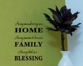 Having somewhere to go is Home having someone to love is a family Having both is a blessing vinyl decal words decor