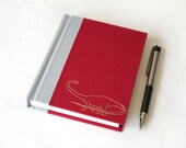 Dinosaur Journal - Handmade - Embroidered Diplodocus Brontosaurus - Red Journal - Unlined