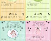 Birthday Party Invite Template - Choose 1 of 4 Colour Variations -  Printable PDF File