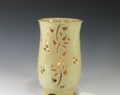 Ceramic Night Light - Lighting - Electric Lamp - Lantern - Luminary - Stoneware Pottery - Home Decor - Housewares - Yellow - Floral