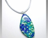 Blue Sapphire Teardrop Pendant Necklace, polymer clay jewelry