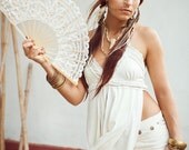 ORGANIC HEMP TOP - Halter Lace Faery Fairy Pixie Hippie Wedding Bride - Off white Cream - Size Xs/S: Dht-Ow-1