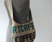 Recycled Burlap Coffee Bag Hobo Bag, Purse, Crossbody Bag