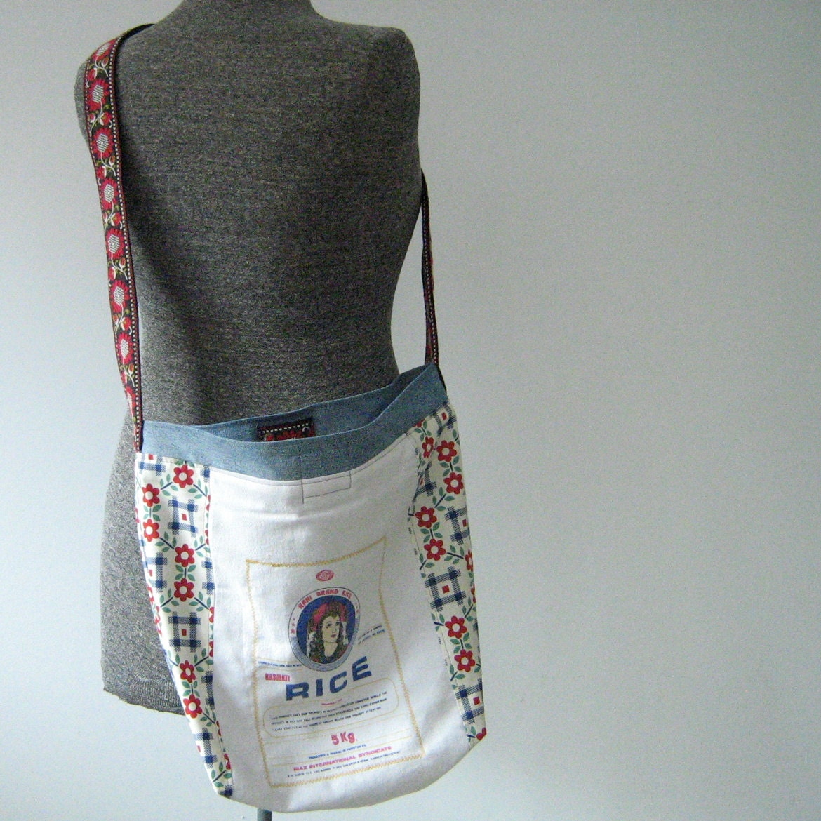 Upcycled Rice Bag Purse, Crossbody Bag, Shoulder Bag, Messenger Bag