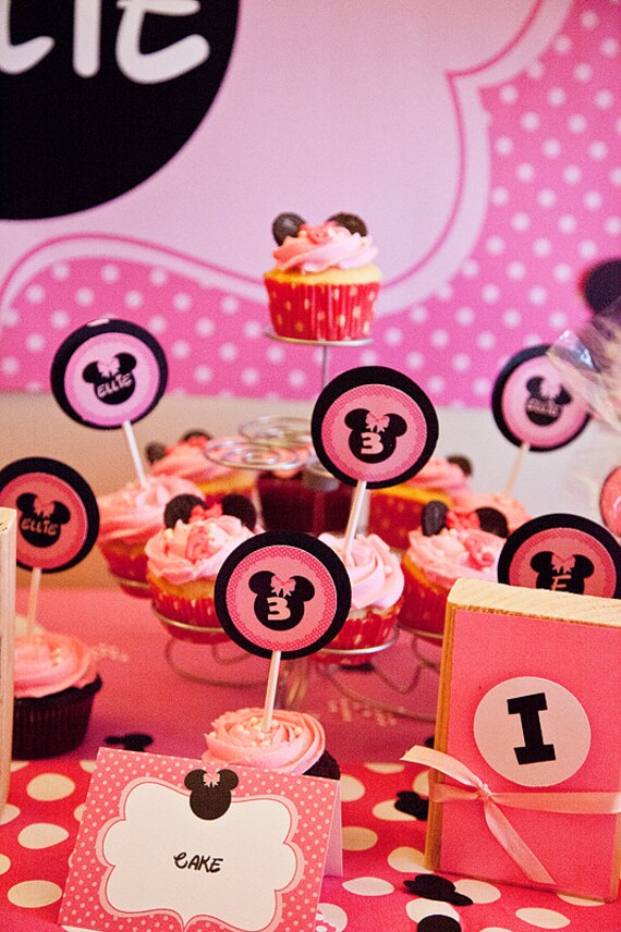 Set of 12 Minnie Mouse inspired Cupcake Toppers Il_570xn