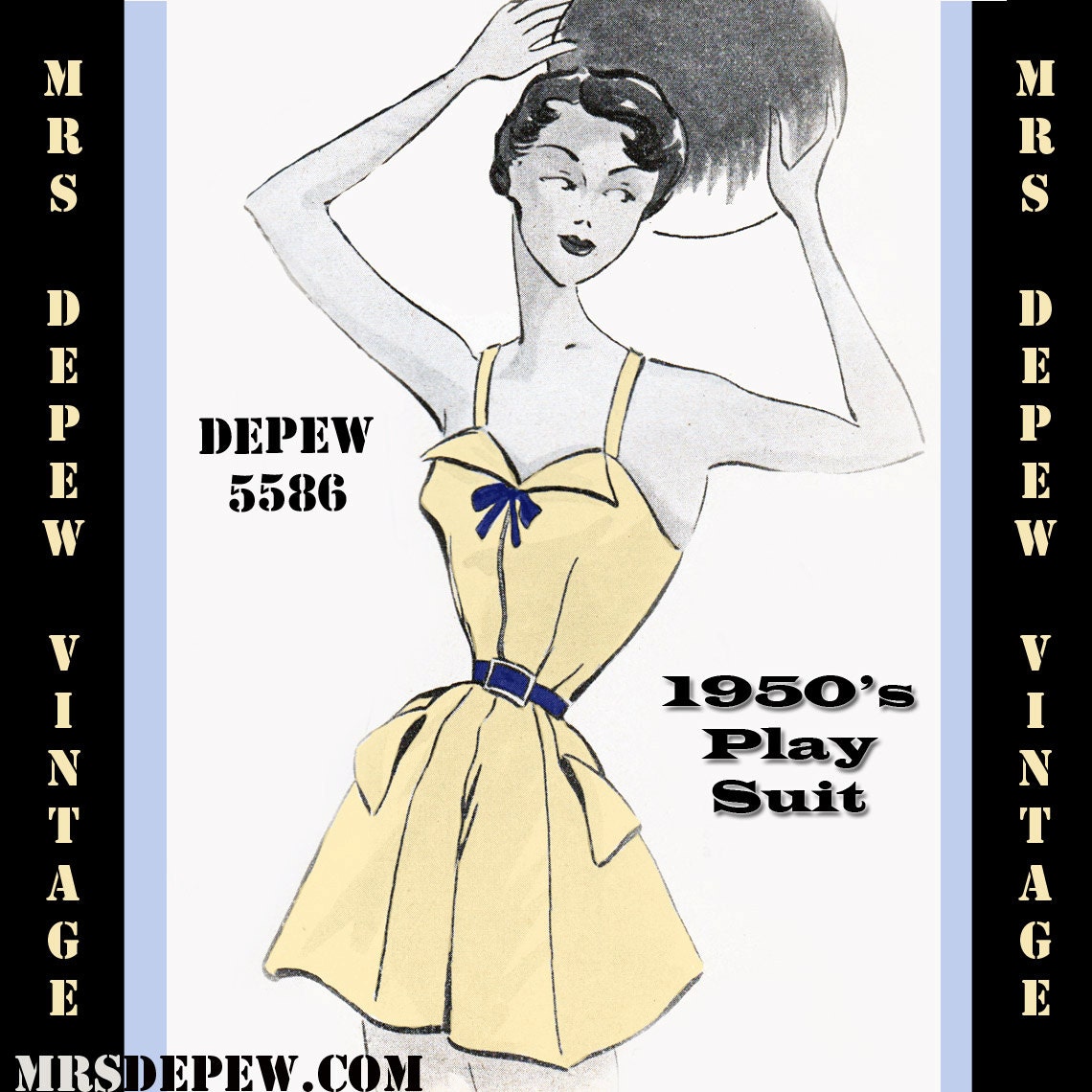 Vintage Sewing Pattern 1950's Play Suit in Any Size Depew 5586 -INSTANT DOWNLOAD-