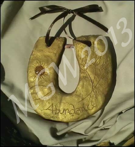 Horseshoe Abundance Wall Wedding Housewarming Art Gold Polymer Clay