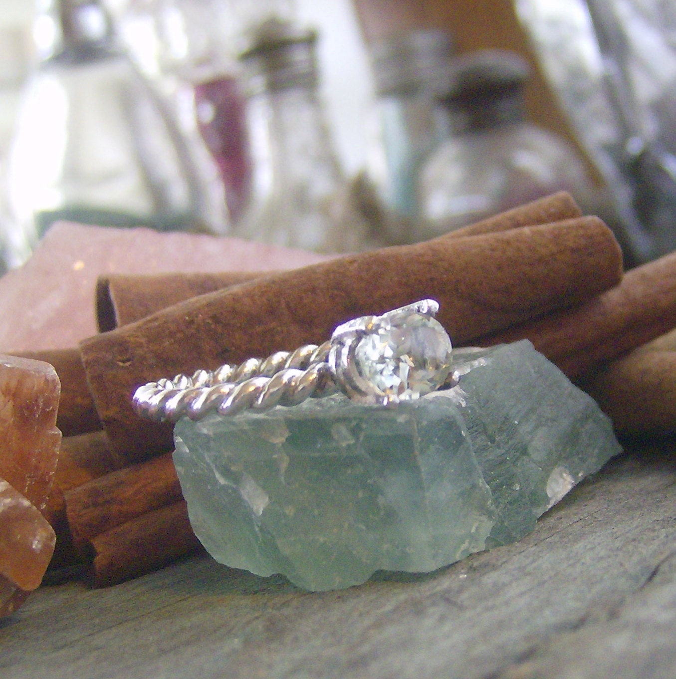 Oval Faceted gem stone stackable stacking rings twisted band ring... fine and sterling silver personalized rings