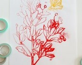 Botanical transfer monotype, original print
