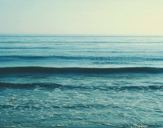 beach photography, seascape, mint blue water, ocean wave photograph, serene, calming, cerulean, nursery decor, yoga studio art, coastal