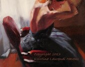 Original Painting Woman Adjusting Her Hair Oil Painting on Panel