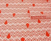 Hand Printed Fabric Deco printed in Carrot Orange on Hemp & Organic Cotton Fat Quarter