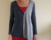 XS/S upcycled jumper for women in blue and gray - extrasmall / small