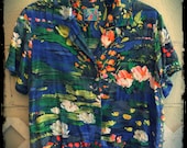 Jams World Aloha Shirt - Monet Water Lilies Novelty Print - Made in Hawaii