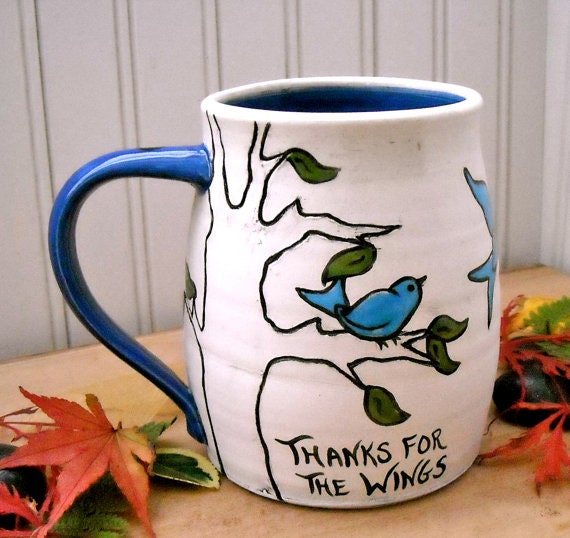 Custom Tree Of Life Mug - DEPOSIT - HandMade To Order Wheel Thrown Personalized Folk Art Coffee, Tea Cup - Family Tree Wedding, Anniversary
