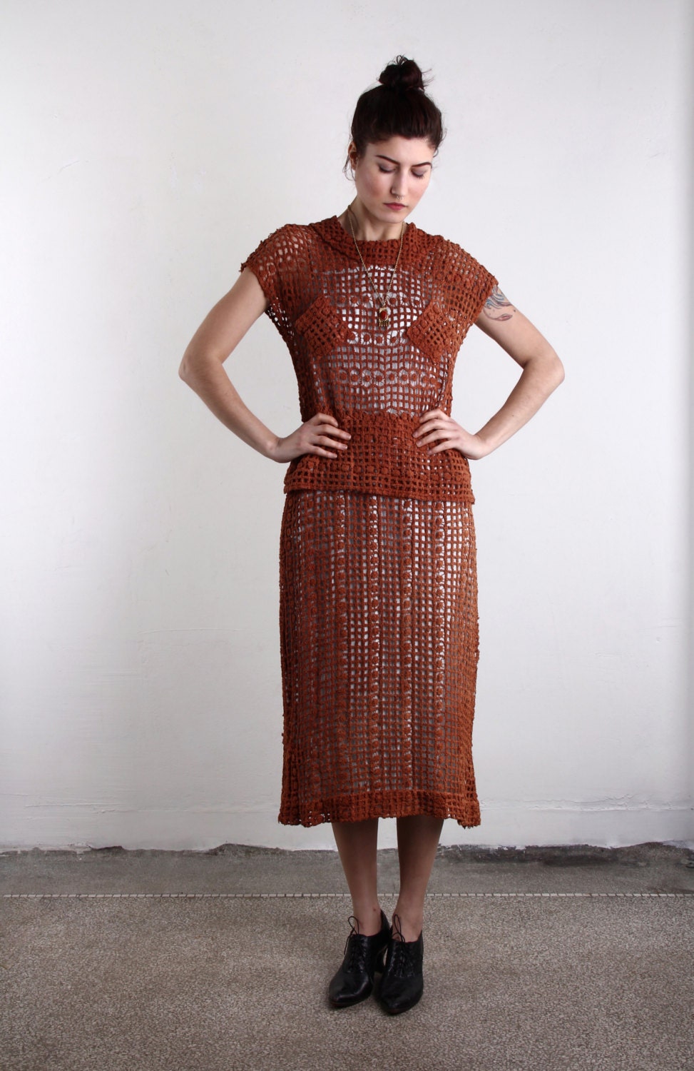 AMAZING Antique Crochet Dress .  Museum Worthy Wearable Art