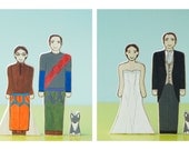 Custom Wedding Cake Topper Couple With Pet, One Side Wedding Attire, One Side Sports Attire