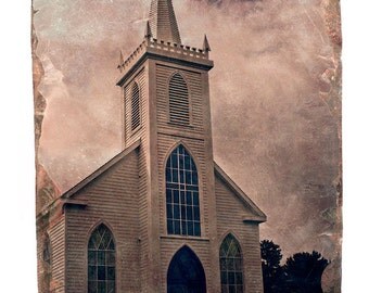 Church Photography -Christian Pictures -Tintype Photo -8x12 Print -Antique Photo -Religious Art -Colorado Fine Art Photography