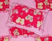 Mini Rag Quilt and Pillow Combo - Doll set or Naptime pillow and Lovey Set