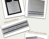 Enchanted - Boxed Wedding Invitation, Silver and Black  -  Formal Invite, Black Tie Invitation, Classic Invitation - Set of 100