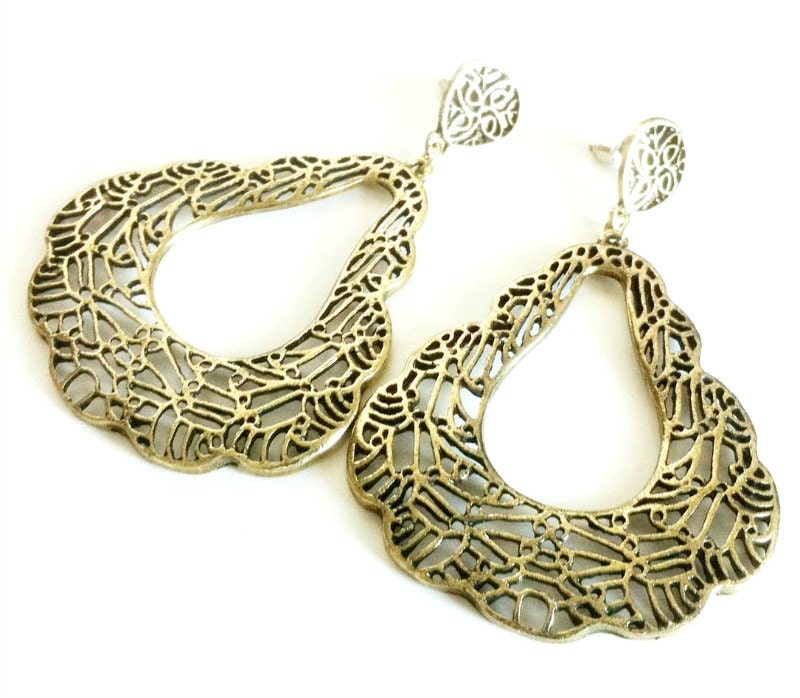 Brass Lace Earrings