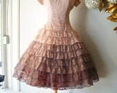 1950s Dress // Vintage 50s Ombré Lace Dress M