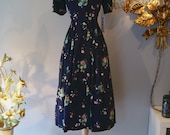 1940's Dress // Vintage 40's Rayon Novelty Dress Waist 28