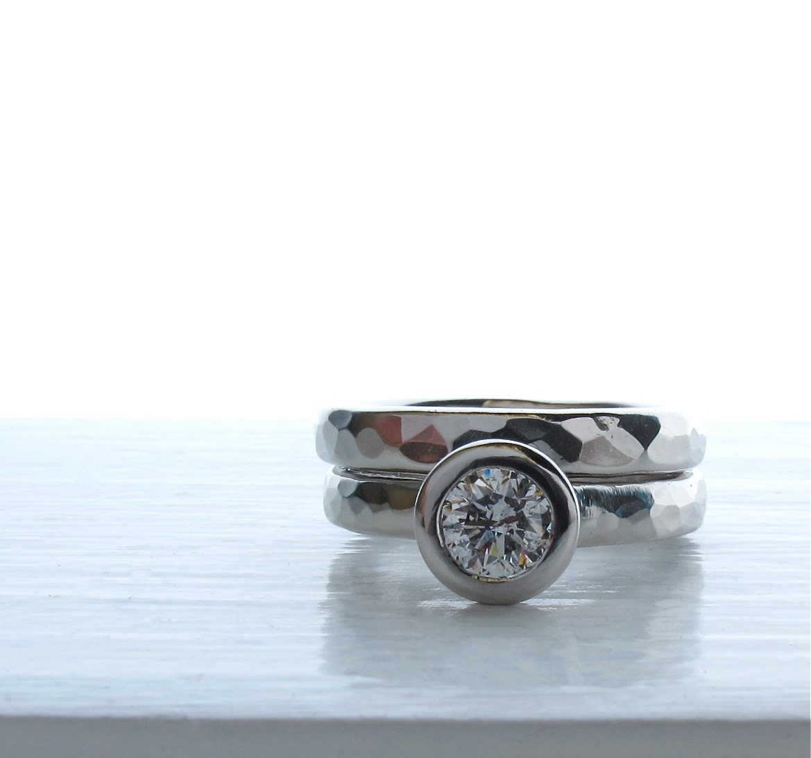 Platinum and diamond wedding set