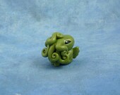 Olive Green Cthulhu Figure, Original Horror Sculpture Inspired by H.P. Lovecraft