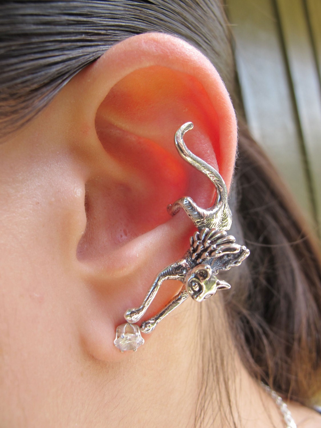 Angel Kitty Ear Cuff Silver