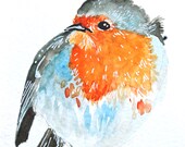 Watercolor Painting, Robin, Bird Painting, Original Painting, 6"x9"