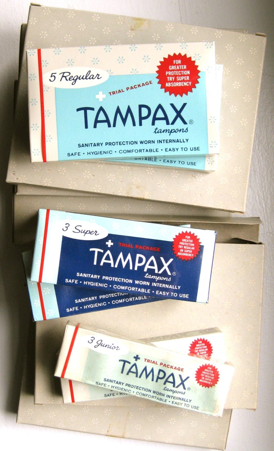 vintage TAMPAX tampon variety box by cutfromthesamecloth on Etsy