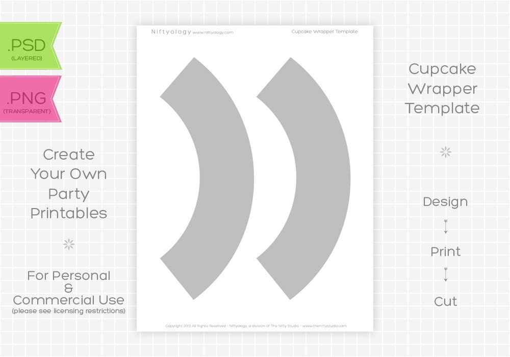 Cupcake Wrapper Template - INSTANT DOWNLOAD - PRINTABLE - Make your own party printables