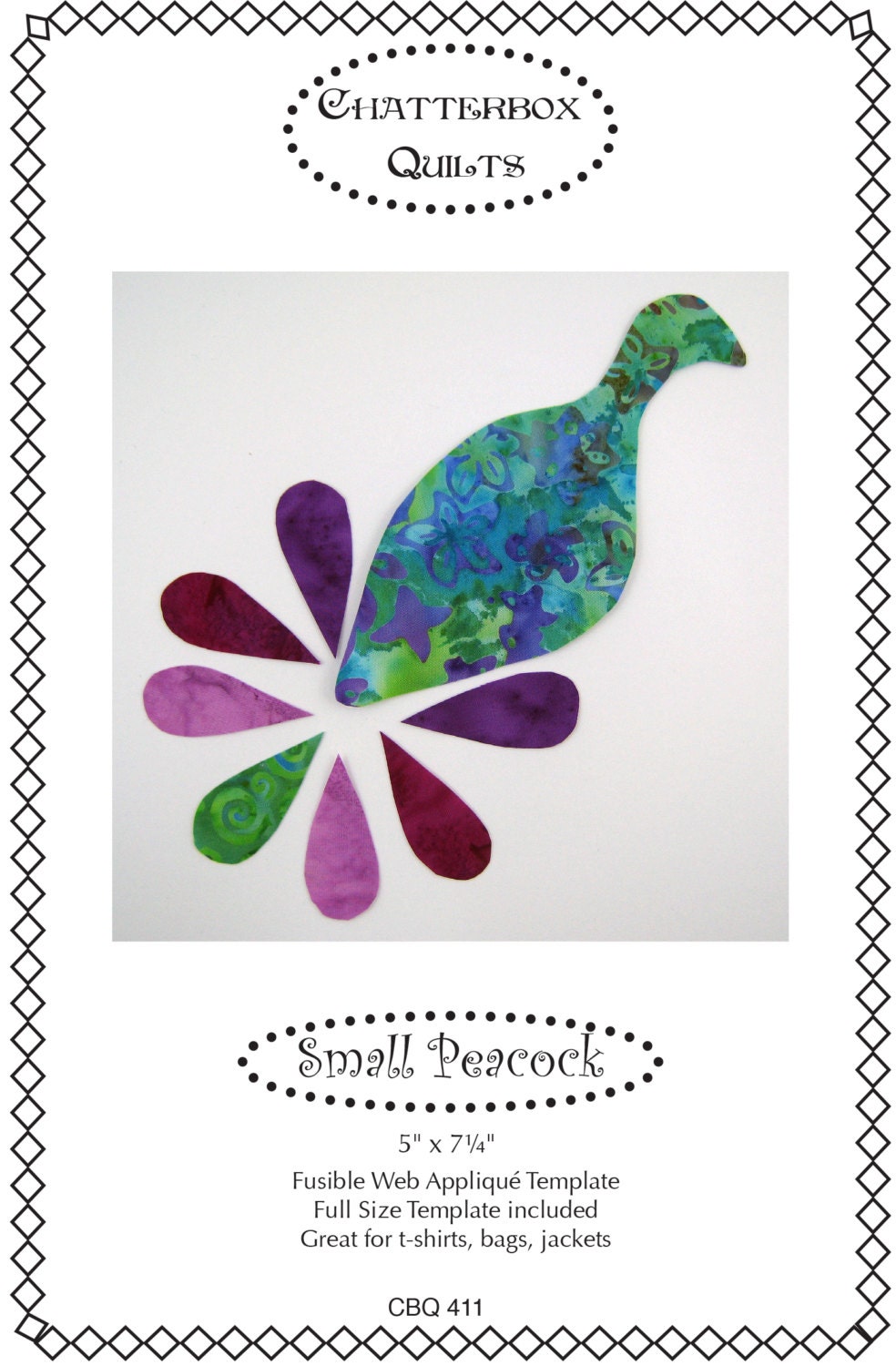 Applique Template in Downloadable Format - Small Peacock