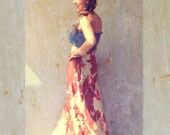 vintage maxi skirt / bold floral 70s wrap skirt dress