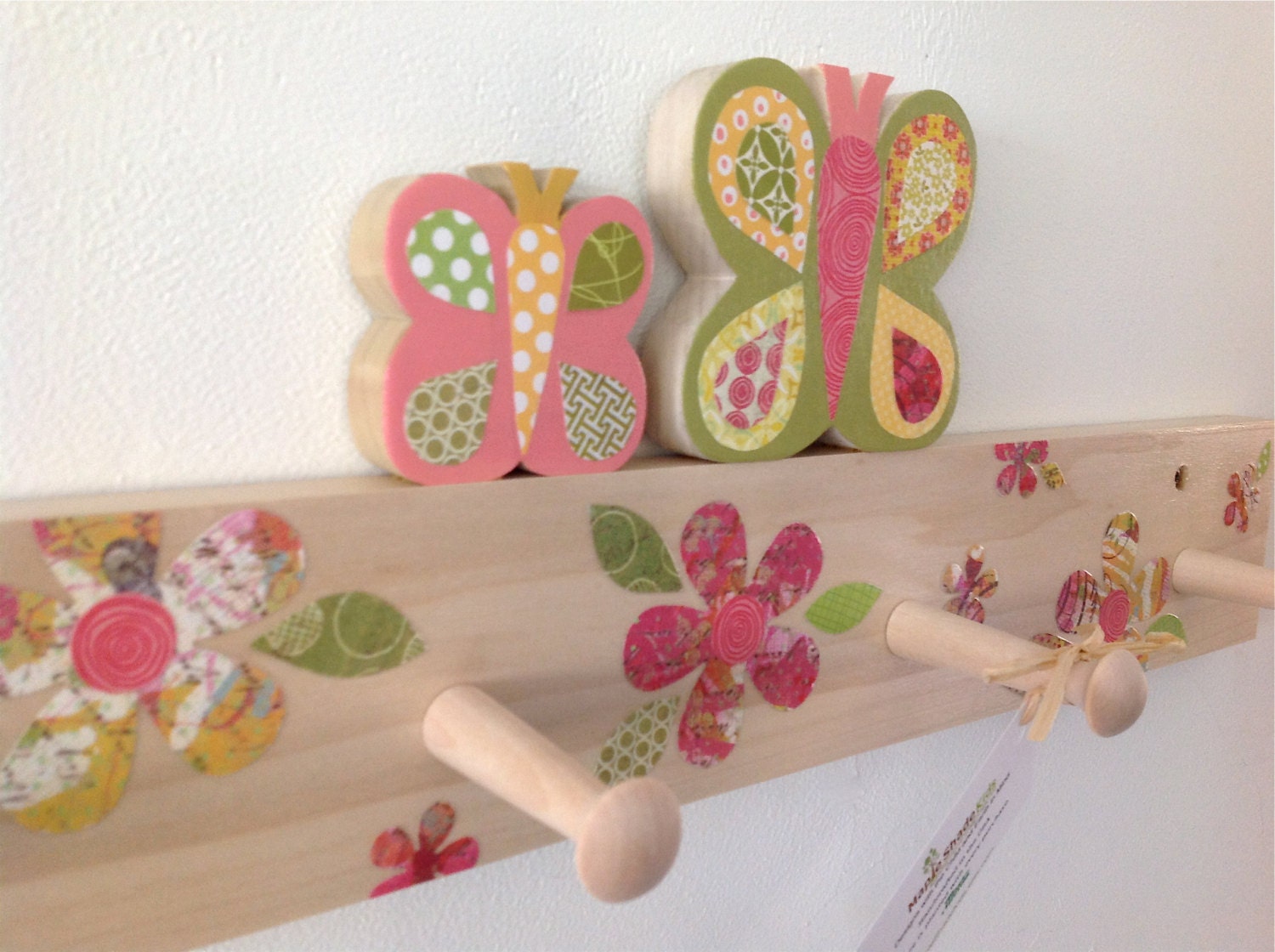 Butterfly Peg Rack - YOUR Color Choice-eco-friendly by Maple Shade Kids
