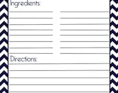 Chevron Navy Recipe Page and Filler Page