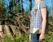 Geometric cotton and canvas tote
