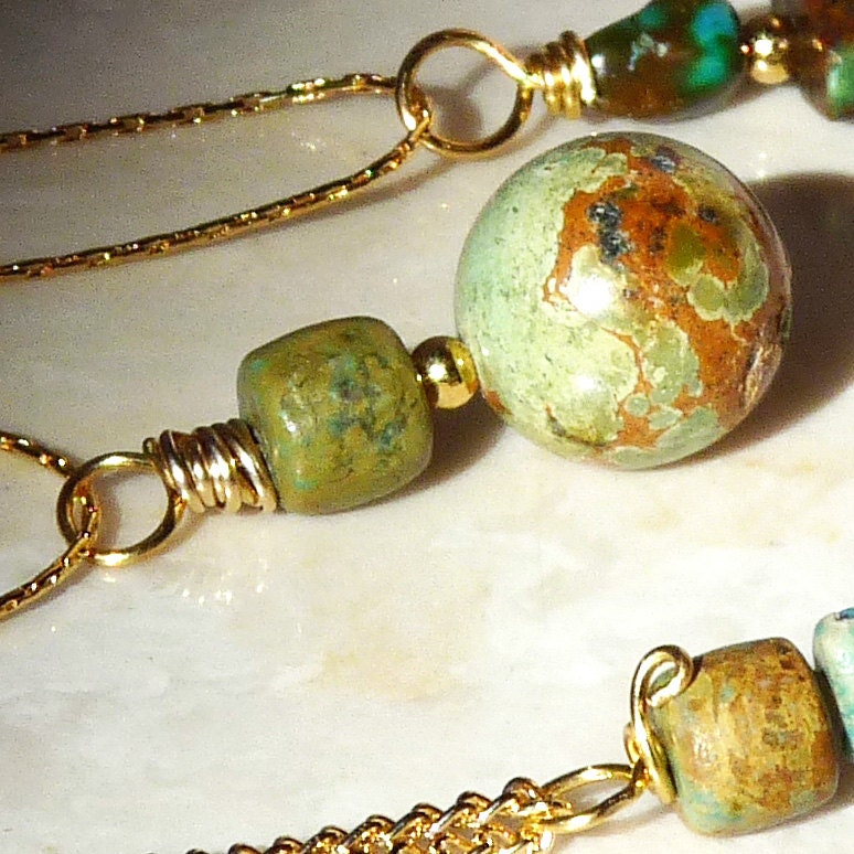 Green/Brown Turquoise Drop Pendant