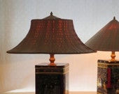 Fortune Cookies - pair of tin table lamps with shades