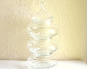 Set of Clear Bubble Glass Stacking Jars with Lid 3 Three