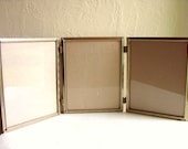 Patina Metal Hinged Filigree Picture Frame Triple 8x10 Tri-fold Unique Vintage Home Decor
